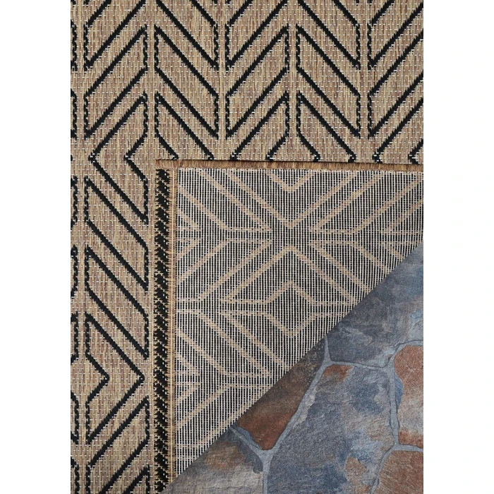 Couristan Recife Driftwood/Black 1318/2550 3 ft. 9 in. X 5 ft. 5 in. Rectangle Rug