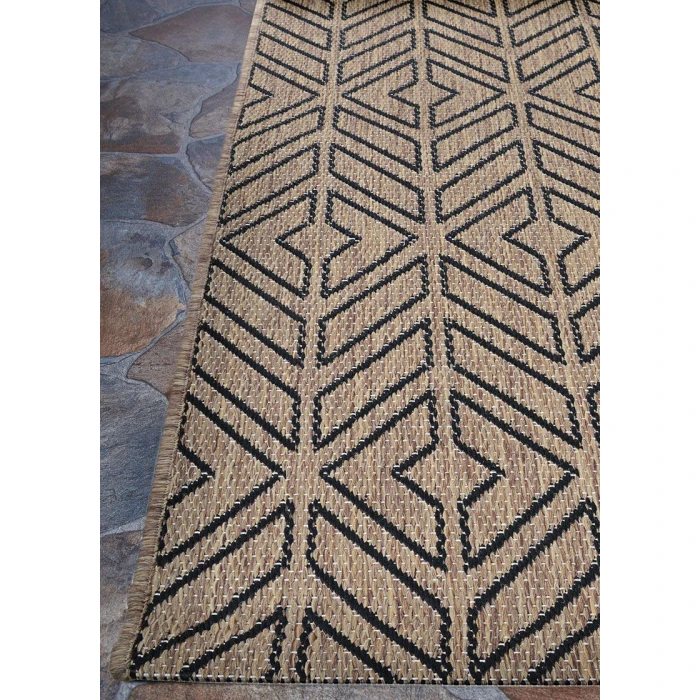 Couristan Recife Driftwood/Black 1318/2550 3 ft. 9 in. X 5 ft. 5 in. Rectangle Rug