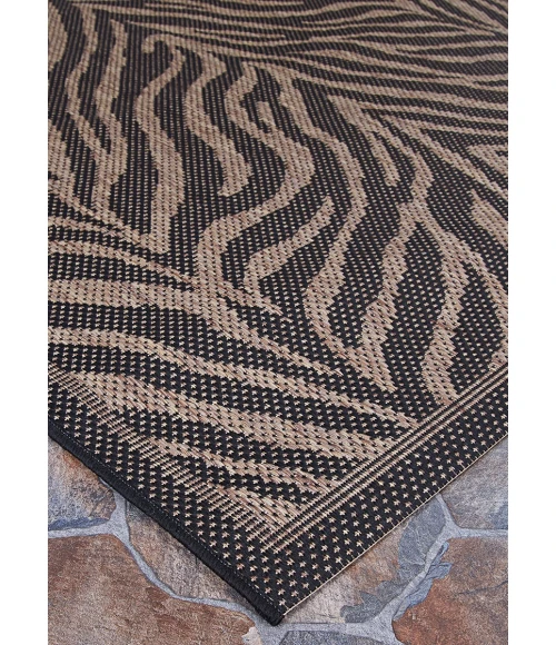 Couristan Recife Zebra 8' Runner Black/Cocoa Area Rug