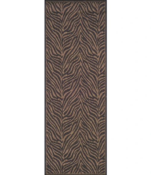 Couristan Recife Zebra 8' Runner Black/Cocoa Area Rug