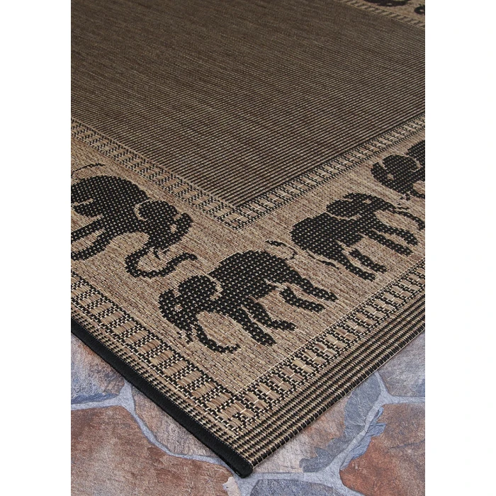 Couristan Recife Elephant 6' x 9' Cocoa/Black Area Rug