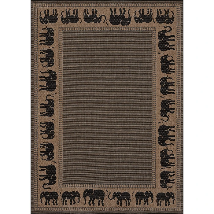 Couristan Recife Elephant 6' x 9' Cocoa/Black Area Rug
