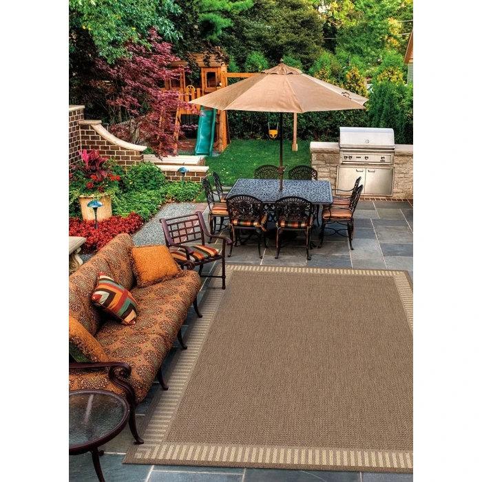 Couristan Recife Wicker Stitch 8' Runner Cocoa/Natural Area Rug