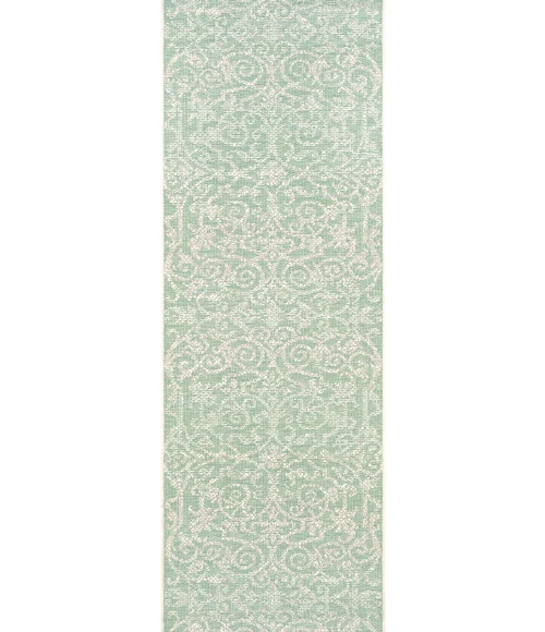 Couristan Monaco Summer Quay Long Runner Ivory/Light Green Area Rug