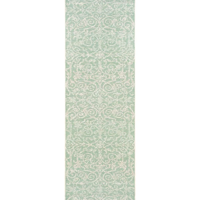 Couristan Monaco Summer Quay 8' Runner Ivory/Light Green Area Rug