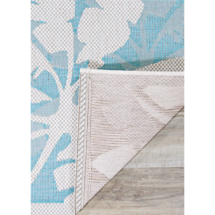 Couristan Monaco Coastal Floral 6' x 9' Ivory/Turquoise Area Rug