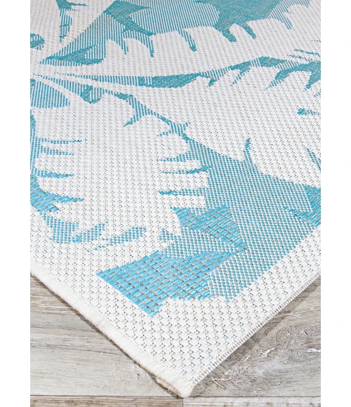Couristan Monaco Coastal Floral 2' x 4' Ivory/Turquoise Area Rug
