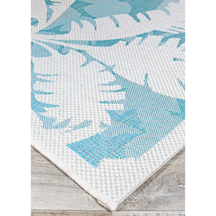 Couristan Monaco Coastal Floral 6' x 9' Ivory/Turquoise Area Rug