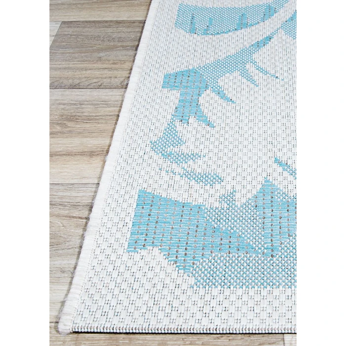 Couristan Monaco Coastal Floral 6' x 9' Ivory/Turquoise Area Rug