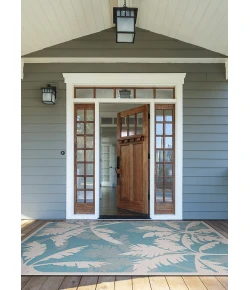 Couristan Monaco Coastal Flora Ivory/Turquoise Area Rug 2 ft. X 3 ft. 7 in. Rectangle