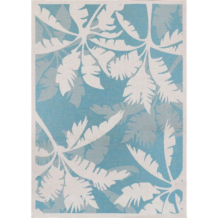 Couristan Monaco Coastal Floral 6' x 9' Ivory/Turquoise Area Rug