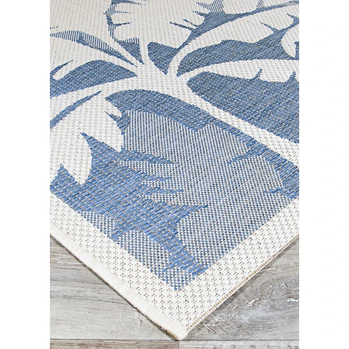 Couristan Monaco Coastal Floral 5' x 8' Ivory/Sapphire Area Rug