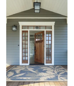 Couristan Monaco Coastal Flora Ivory/Sapphire Area Rug 3 ft. 9 in. X 5 ft. 5 in. Rectangle