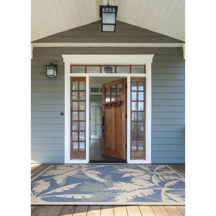 Couristan Monaco Coastal Floral 5' x 8' Ivory/Sapphire Area Rug