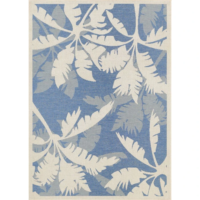 Couristan Monaco Coastal Floral 5' x 8' Ivory/Sapphire Area Rug