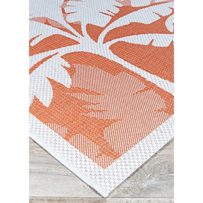 Couristan Monaco Coastal Floral Long Runner Ivory/Orange Area Rug