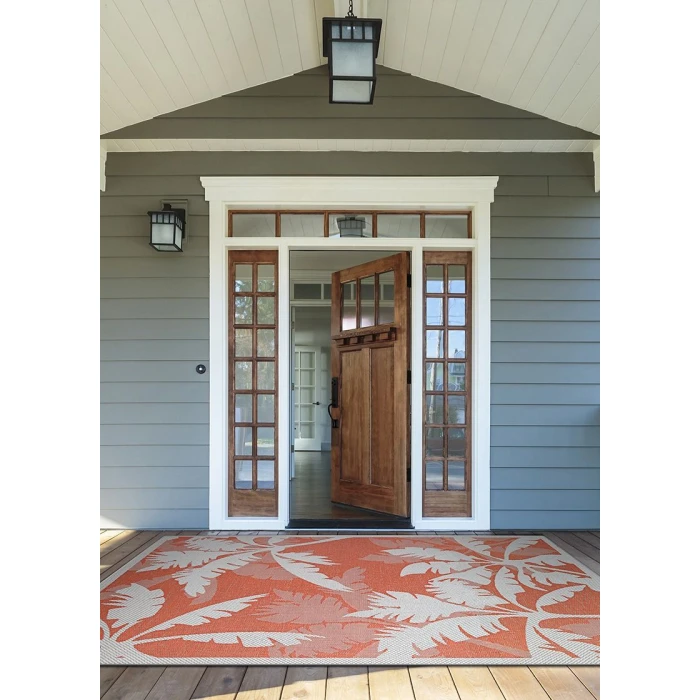 Couristan Monaco Coastal Floral Long Runner Ivory/Orange Area Rug