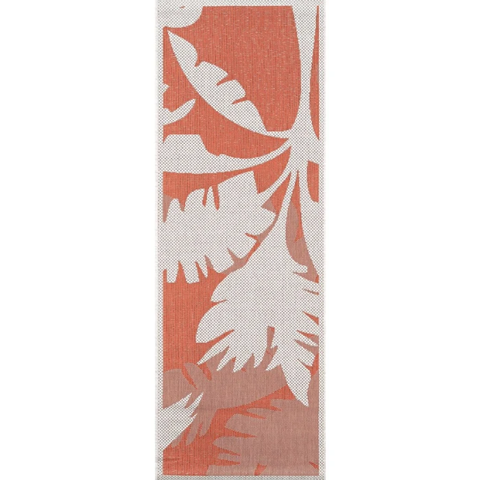 Couristan Monaco Coastal Floral Long Runner Ivory/Orange Area Rug