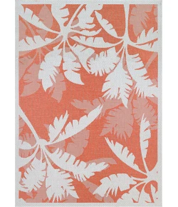 Couristan Monaco Coastal Flora Ivory/Orange Area Rug 3 ft. 9 in. X 5 ft. 5 in. Rectangle