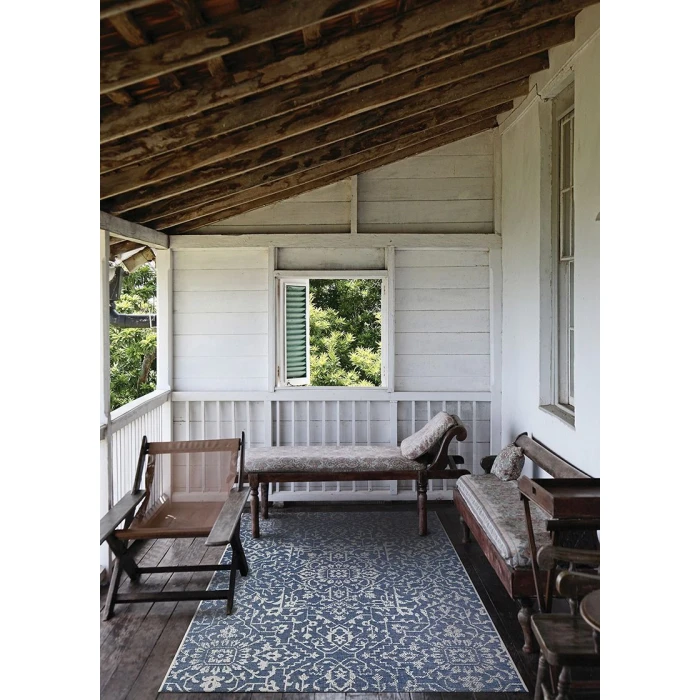Couristan Monte Carlo Palmette Long Runner Navy/Ivory Area Rug