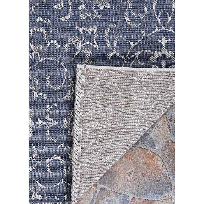 Couristan Monte Carlo Summer Vines 8' Runner Navy/Ivory Area Rug