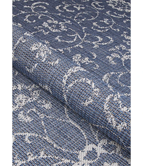 Couristan Monte Carlo Summer Vines Long Runner Navy/Ivory Area Rug