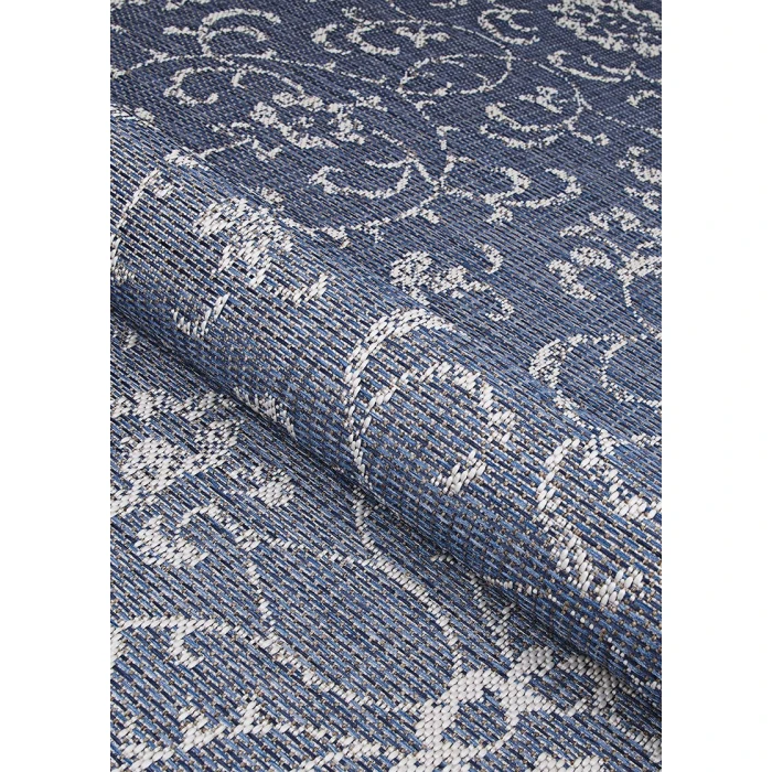 Couristan Monte Carlo Summer Vines 8' Runner Navy/Ivory Area Rug