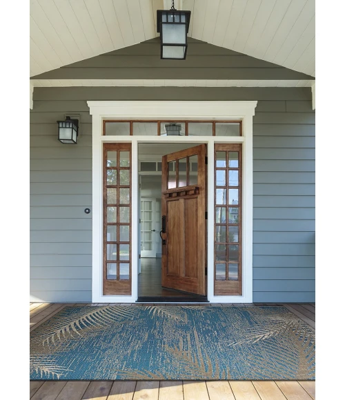 Couristan Monaco Tropical Palms 8' Runner Ocean Area Rug