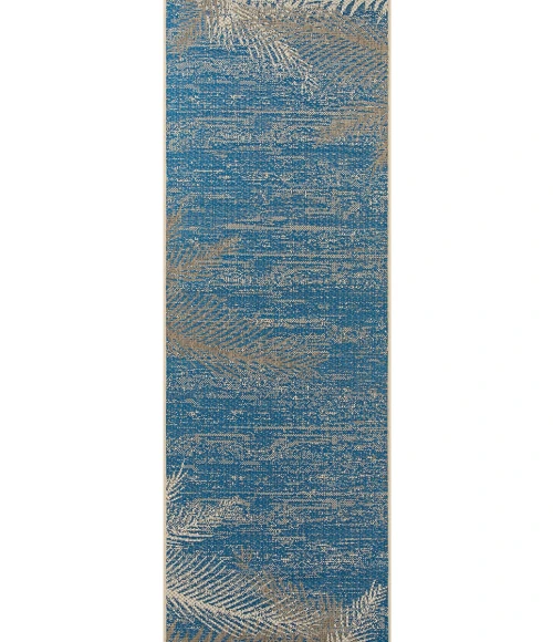 Couristan Monaco Tropical Palms 8' Runner Ocean Area Rug