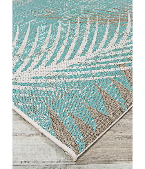 Couristan Monaco Tropical Palms Long Runner Aqua Area Rug