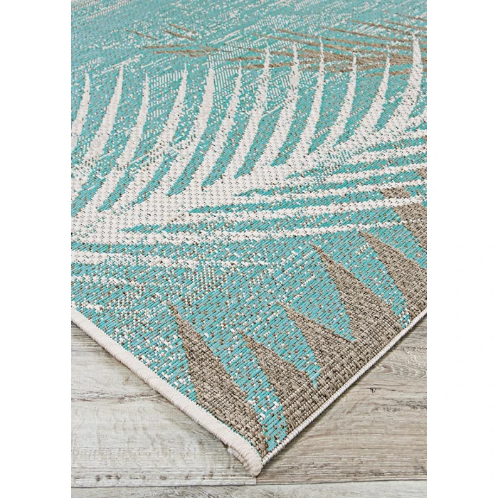 Couristan Monaco Tropical Palms 2' x 4' Aqua Area Rug