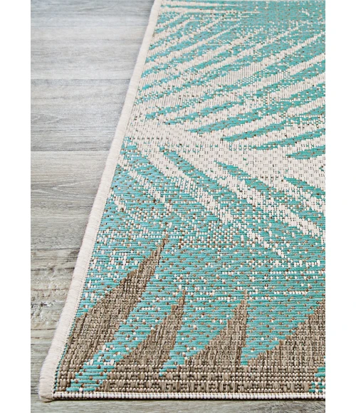 Couristan Monaco Tropical Palms Long Runner Aqua Area Rug