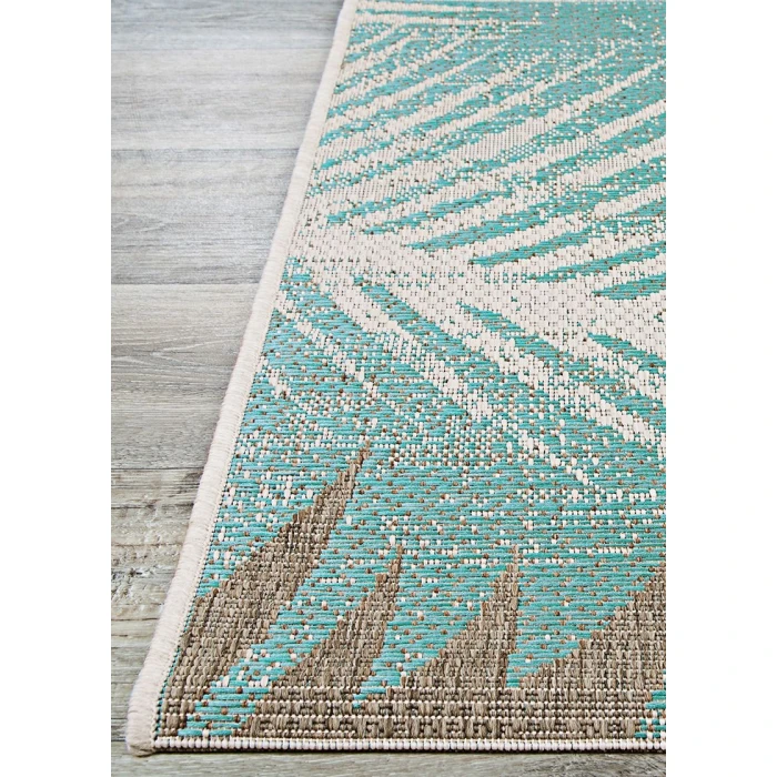 Couristan Monaco Tropical Palms 2' x 4' Aqua Area Rug