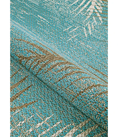 Couristan Monaco Tropical Palms Long Runner Aqua Area Rug