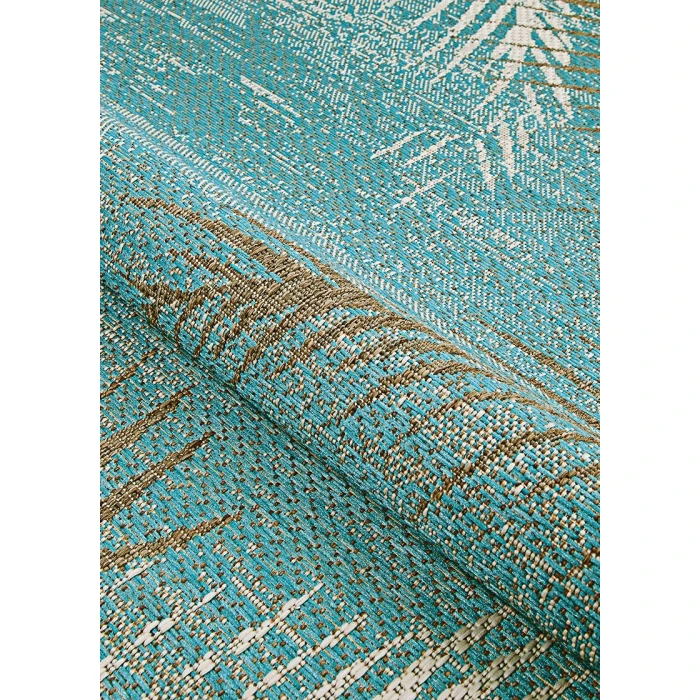 Couristan Monaco Tropical Palms 2' x 4' Aqua Area Rug