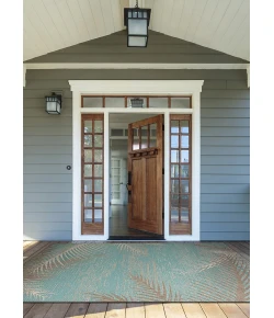 Couristan Monaco Tropical Palms Aqua Area Rug 2 ft. 3 in. X 11 ft. 9 in. Rectangle