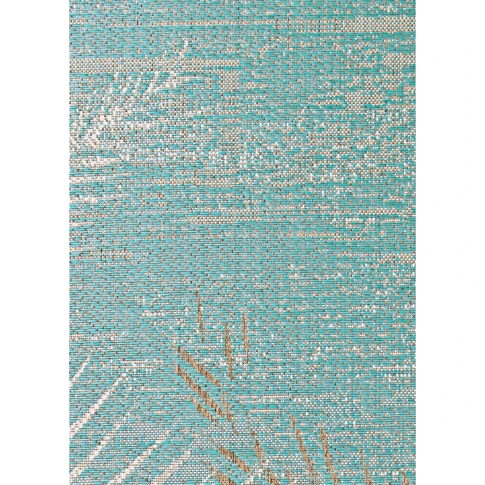 Couristan Monaco Tropical Palms 2' x 4' Aqua Area Rug