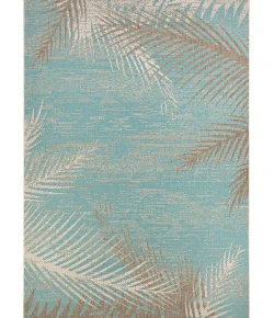 Couristan Monaco Tropical Palms Aqua Area Rug 2 ft. 3 in. X 11 ft. 9 in. Rectangle