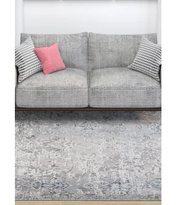 Couristan Brocatelle Oglive Silver/Cream Area Rug 2 ft. 7 in. X 7 ft. 10 in. Rectangle