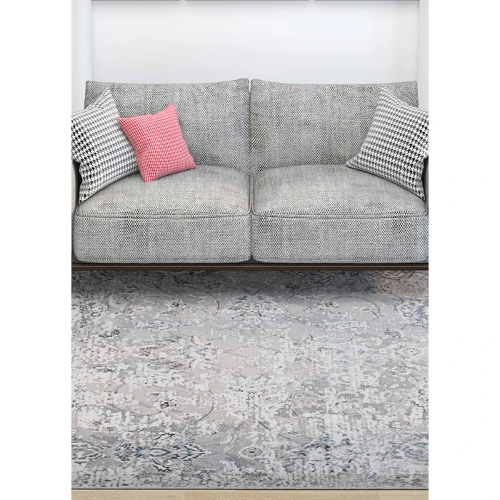 Couristan Brocatelle Oglive 8' Runner Silver/Cream Area Rug
