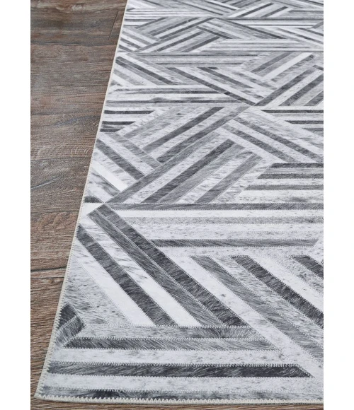 Couristan Prairie Grey Black 2882/3514 5 ft. 3 in. X 7 ft. 6 in. Rectangle Rug