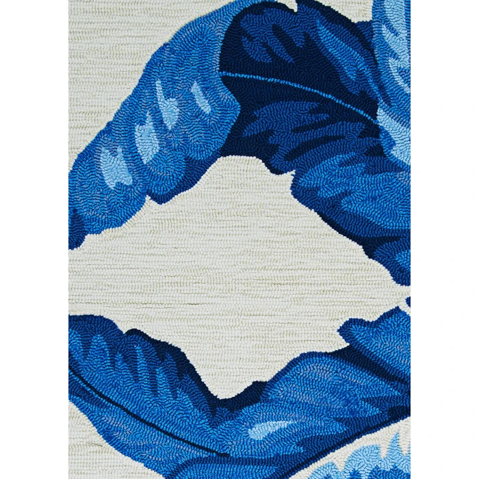 Couristan Covington Palm Leaves 8' Round Blue Area Rug