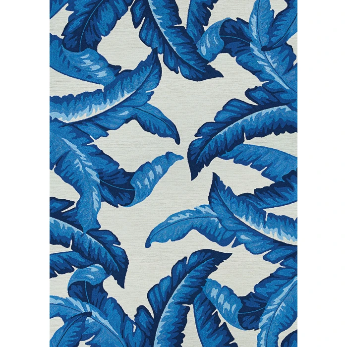Couristan Covington Palm Leaves 8' Round Blue Area Rug