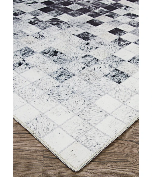 Couristan Prairie Hygee Blocks 8' Runner Coal/Ice Caps Area Rug