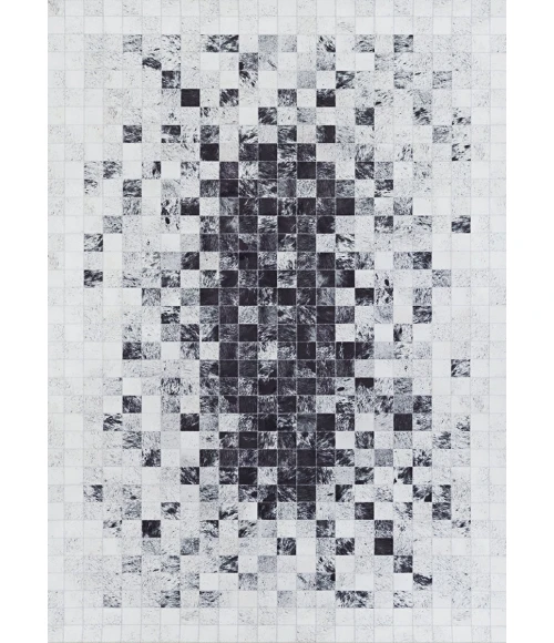 Couristan Prairie Hygee Blocks 8' Runner Coal/Ice Caps Area Rug