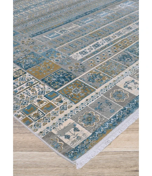 Couristan Siena Blue/Gold/Steel 3228/0430 7 ft. 10 in. X 10 ft. 5 in. Rectangle Rug