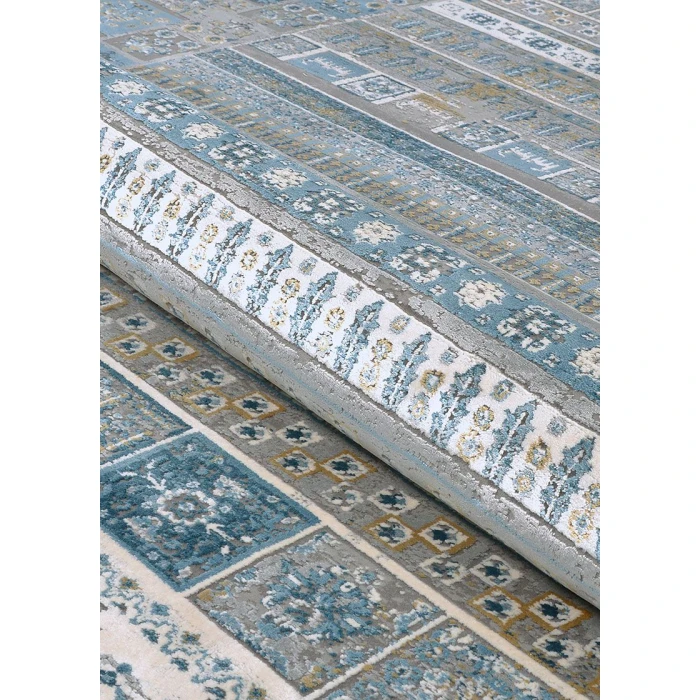 Couristan Siena Blue/Gold/Steel 3228/0430 6 ft. 6 in. X 9 ft. 6 in. Rectangle Rug
