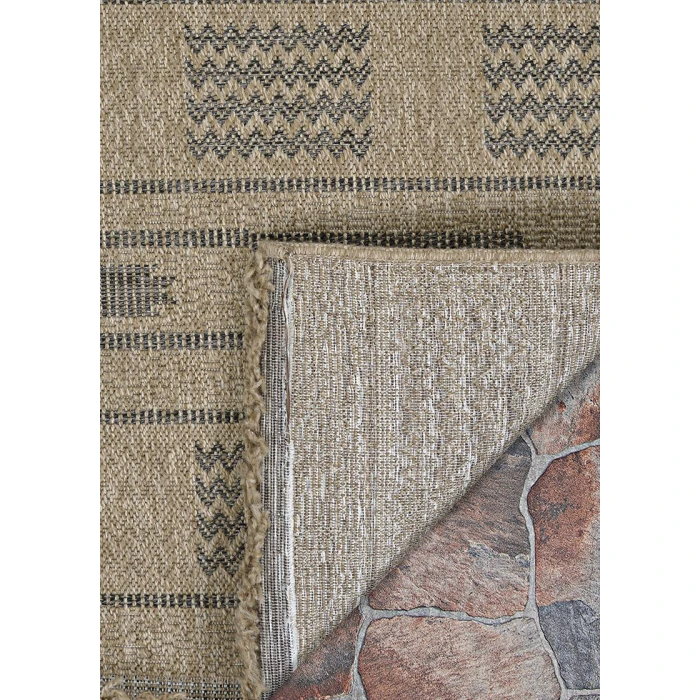 Couristan Naturalistic Natural/Charcoal 3702/1002 5 ft. 3 X 5 ft. 3 in. Round Rug