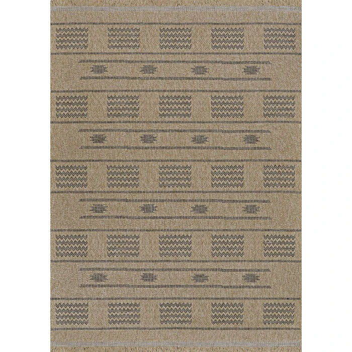 Couristan Naturalistic Natural/Charcoal 3702/1002 5 ft. 3 X 5 ft. 3 in. Round Rug