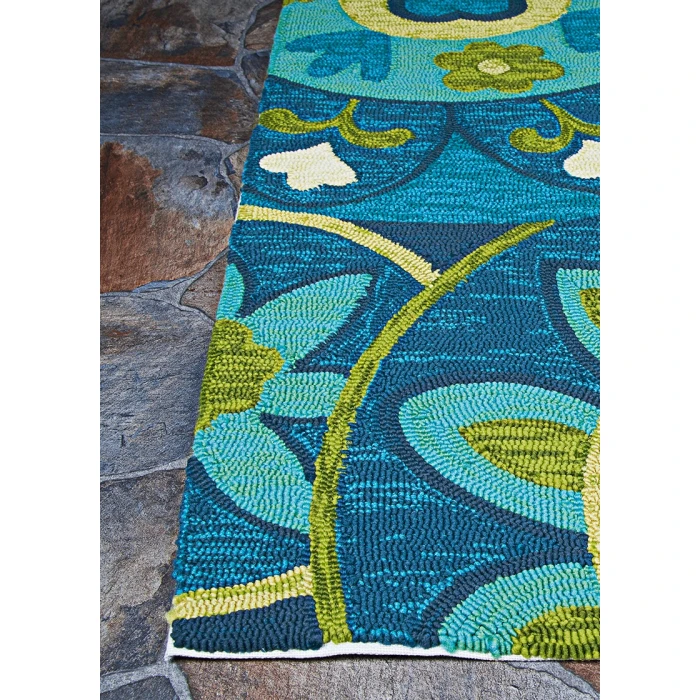 Couristan Covington Ocean/Green 3778/1014 2 ft. X 6 ft. Rectangle Rug